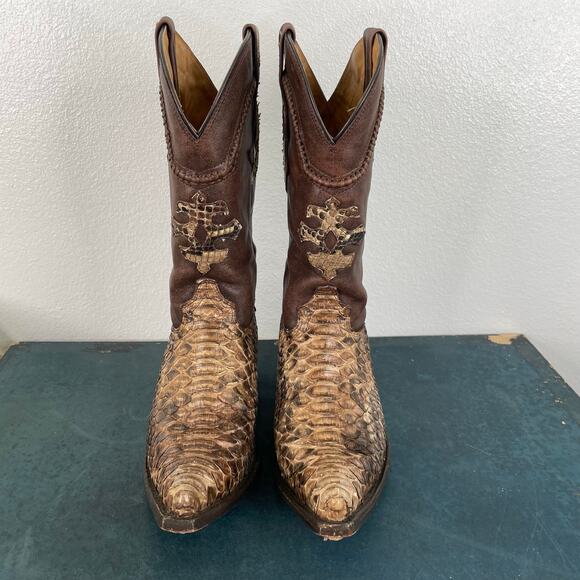 Cowboy Pro Western Snake Boots Brown Leather Men\'s 6.5 main image 4